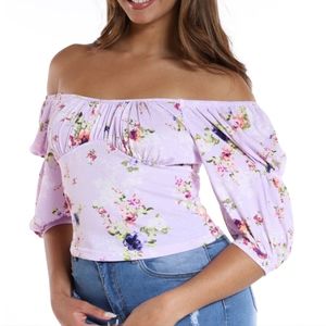 Roommates Lavender Purple Floral Off The Shoulder Top